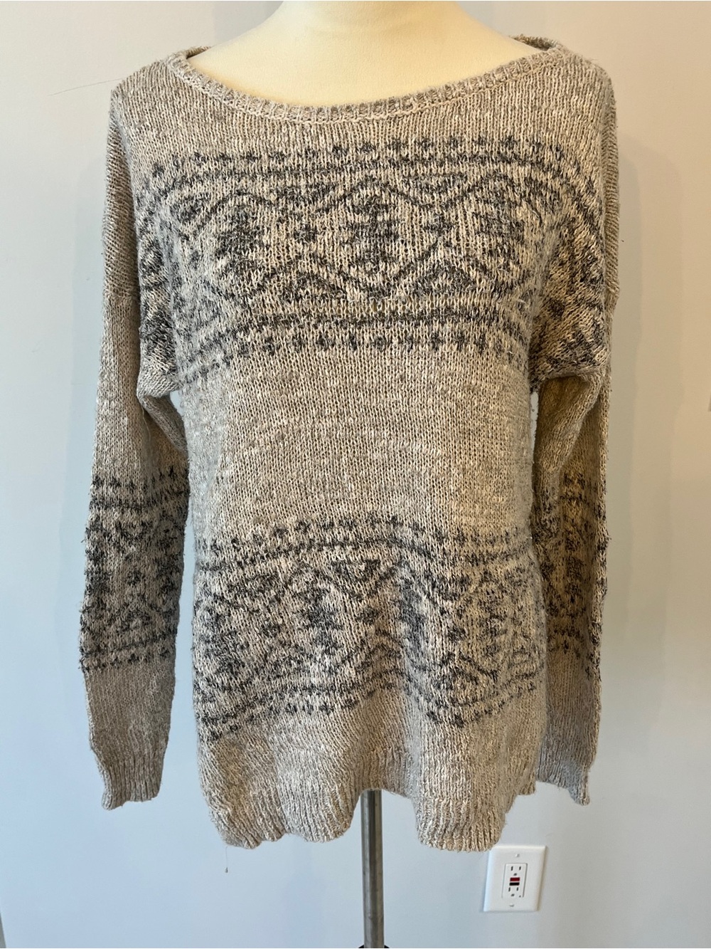 Hollister Taupe and Gray Crewneck Sweater
